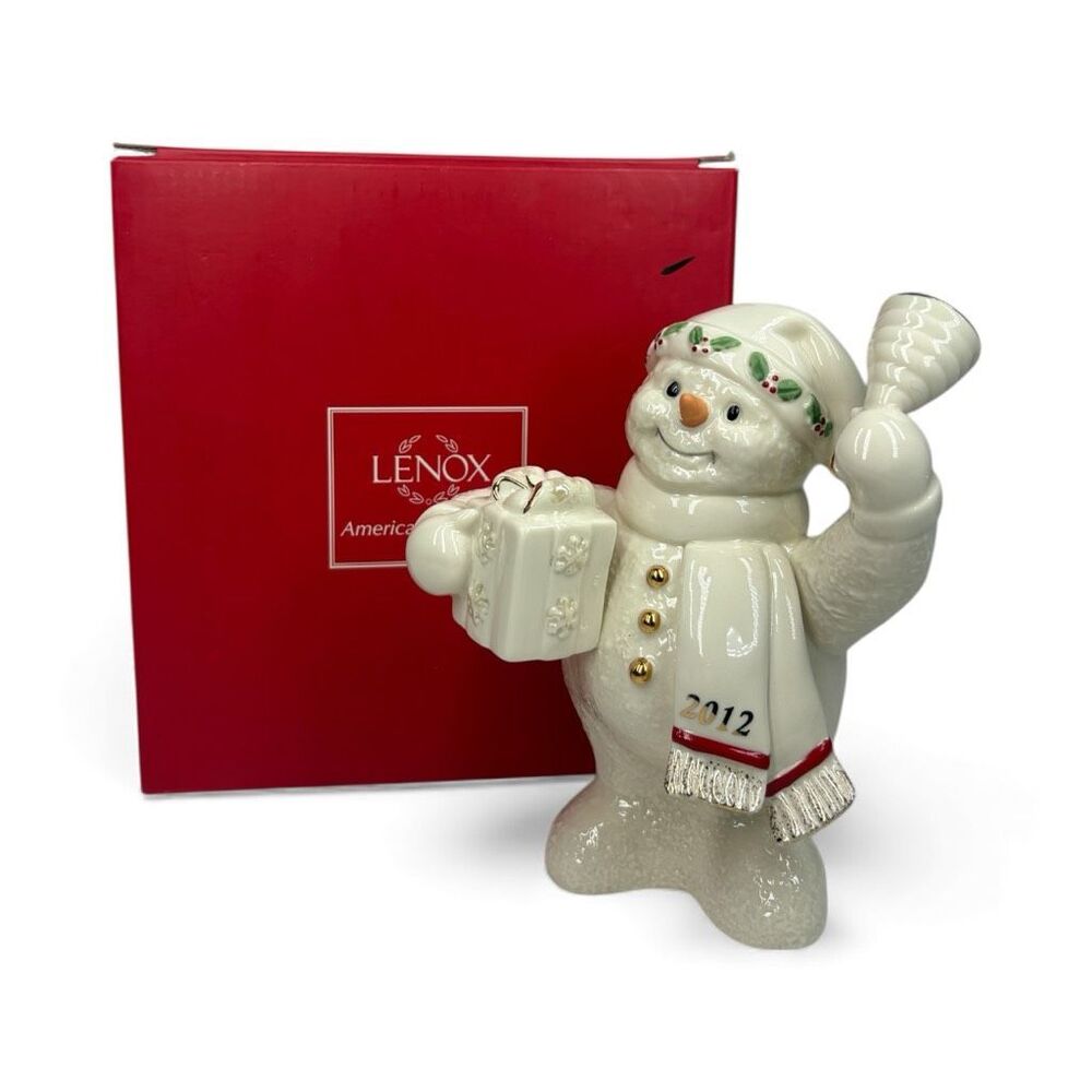 Lenox 2012 Annual 6” Snowman Figurine Holiday Collectible with 24K Gold Accents